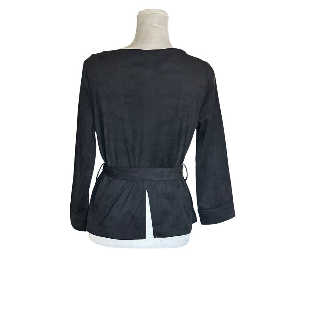 Banana Republic Black Belted Suede Top Womens M Office Fall Staple Work Attire